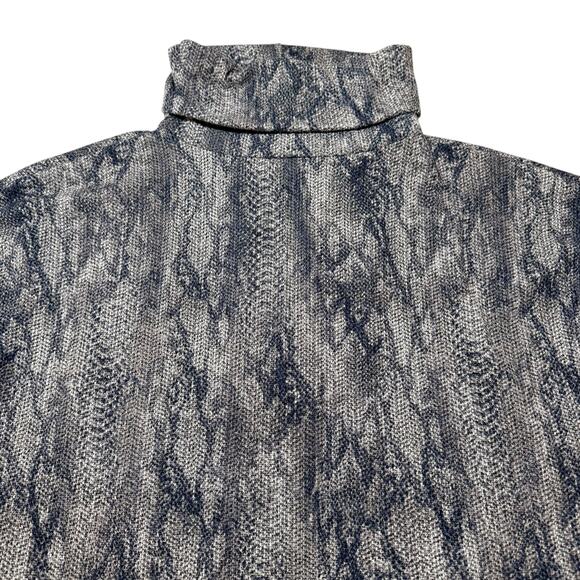 Clara Sunwoo Cowl Turtleneck Sweater Top Python Snake Pattern Gray Blue Size XL - Picture 2 of 8
